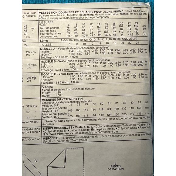 McCalls 6927 boxy blazer boyfriend 1980s pattern size 10 12 14 - Picture 7 of 8